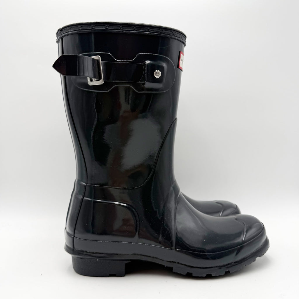 Hunter Womens Original Short Gloss Rain Mid Boot US 10 Grey Waterproof NWOB