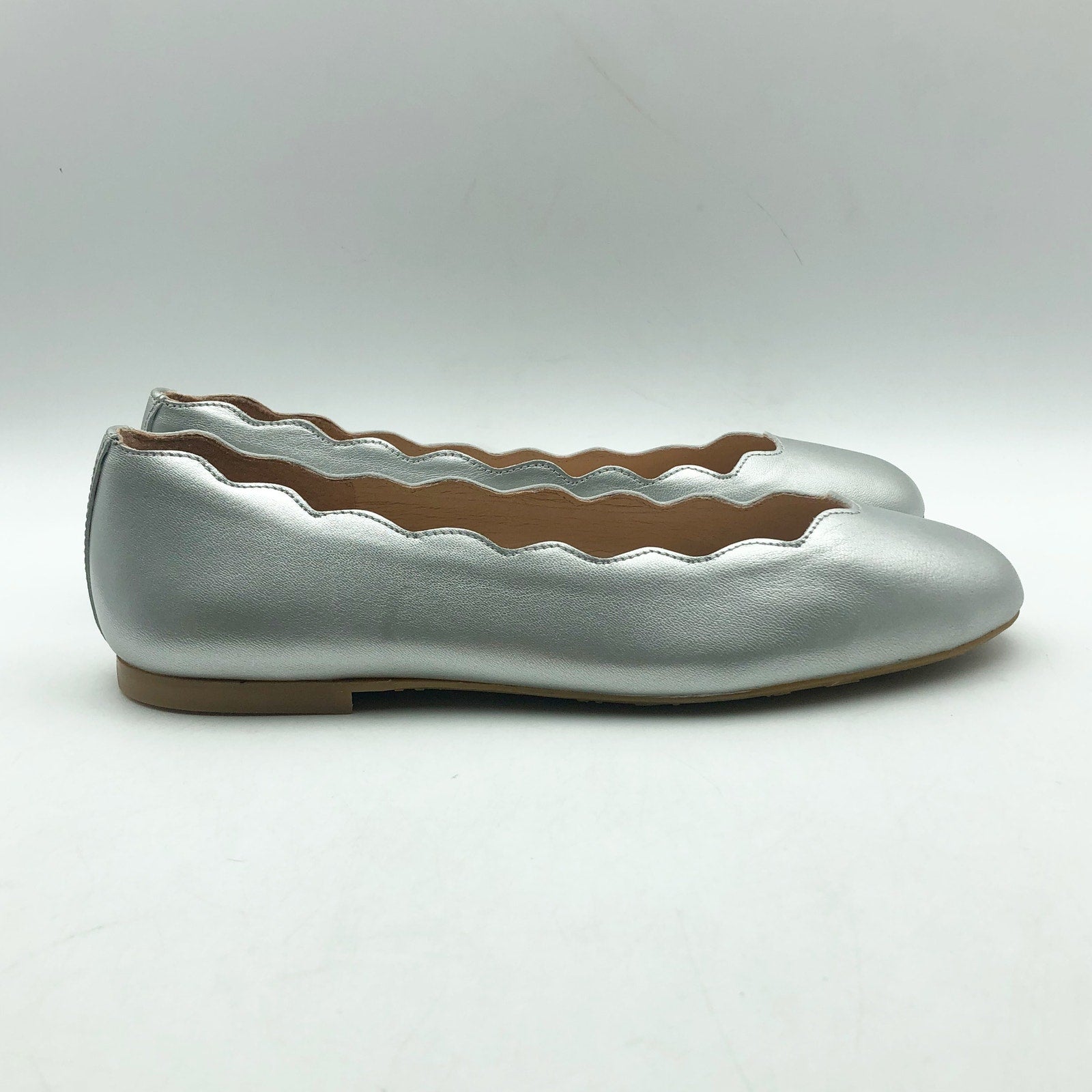 French Sole FS/NY Womens Jigsaw Flats US 6.5 EU 36.5 Silver Metallic Leather NIB