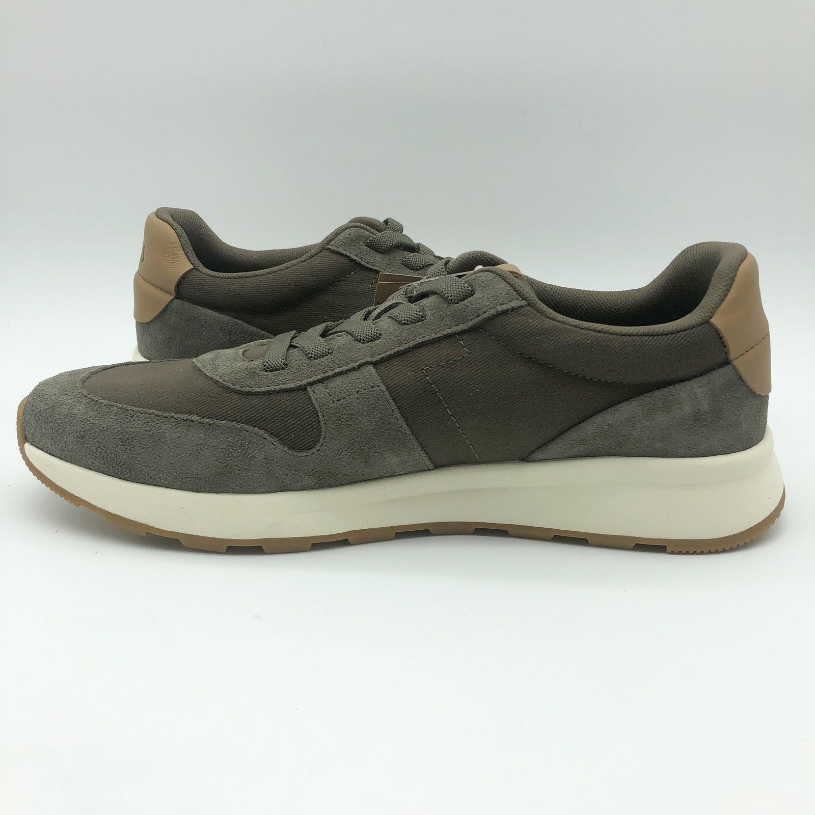Toms Mens TRVL LITE Retro Runner Casual Sneakers Size 14 Olive Green Suede NIB