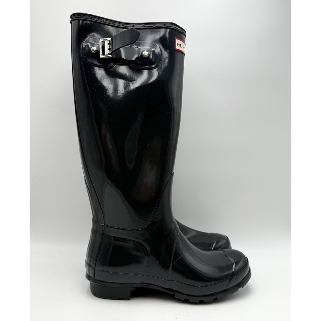 Hunter Womens Original Tall Gloss Rain Boots US 7 EU 38 Black Waterproof NWOB