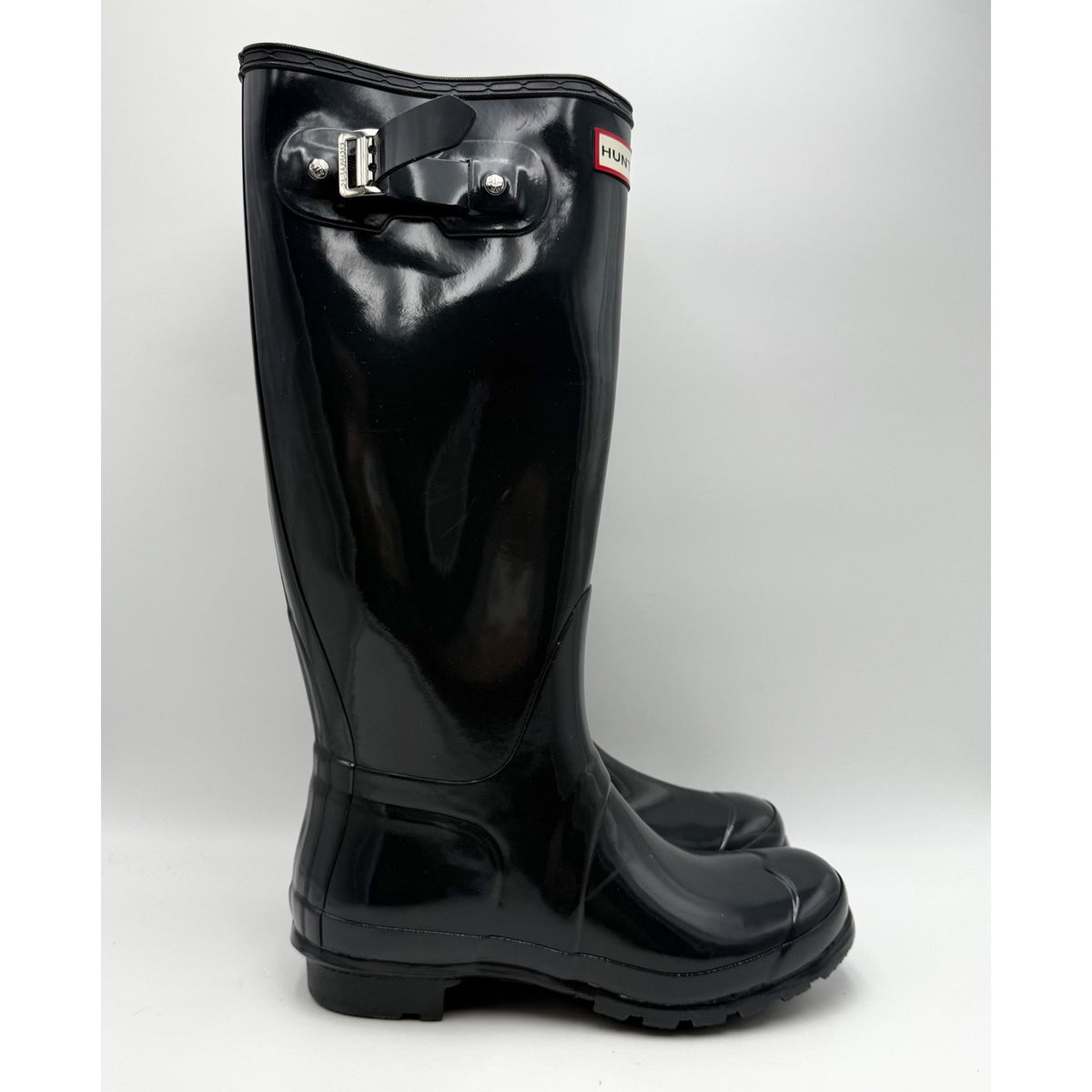 Hunter Womens Original Tall Gloss Rain Boots US 7 EU 38 Black Waterproof NWOB