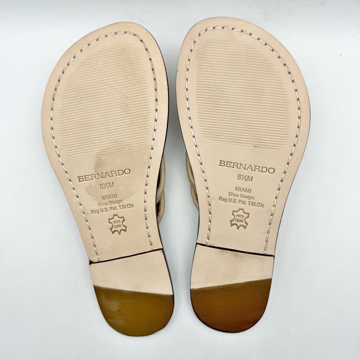 Bernardo Womens Miami Sandals US 8.5 M EU 39 Beige Tan Leather NIB