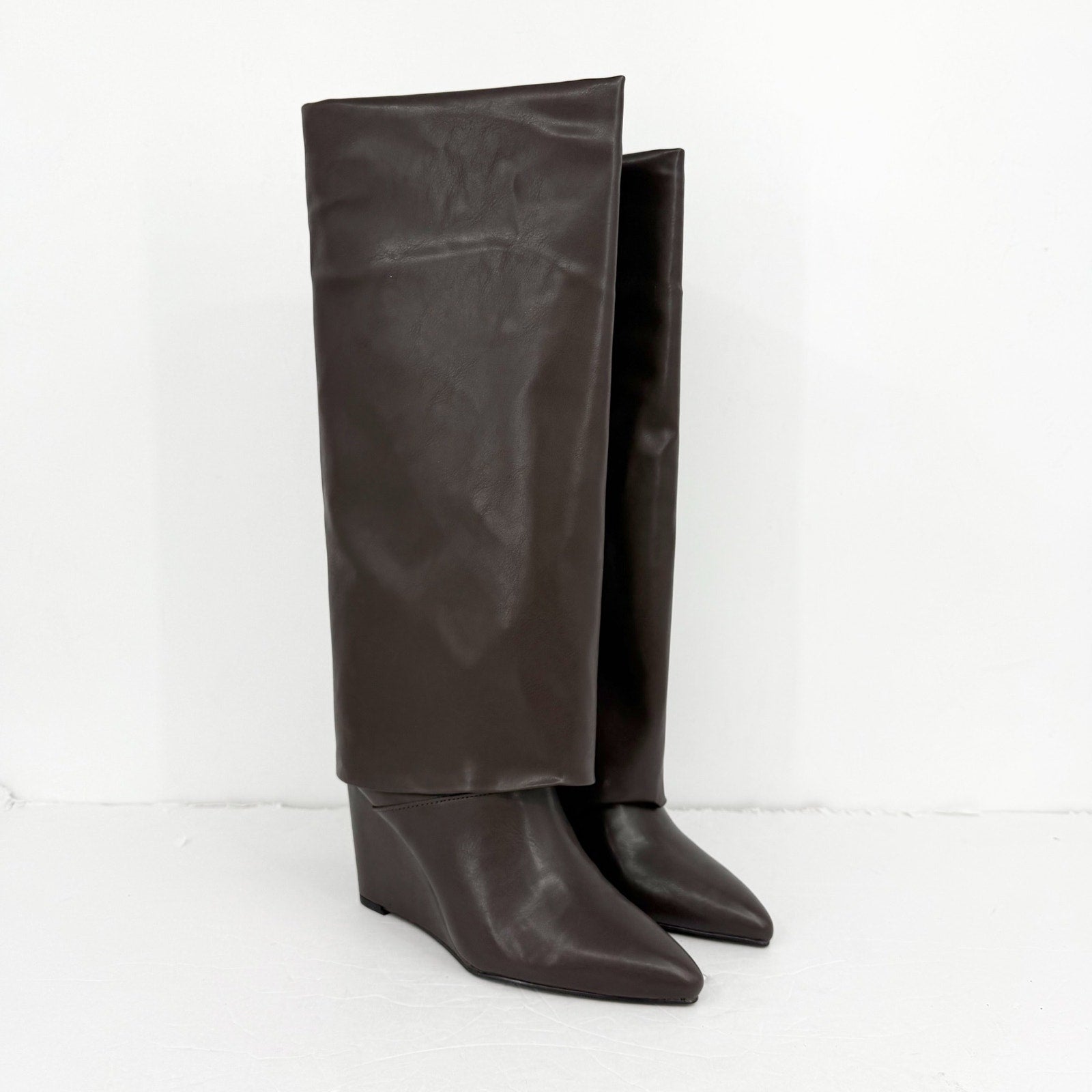 Madden Girl Womens Evander Fold-Over Knee High Boots US 6 Dark Brown NIB