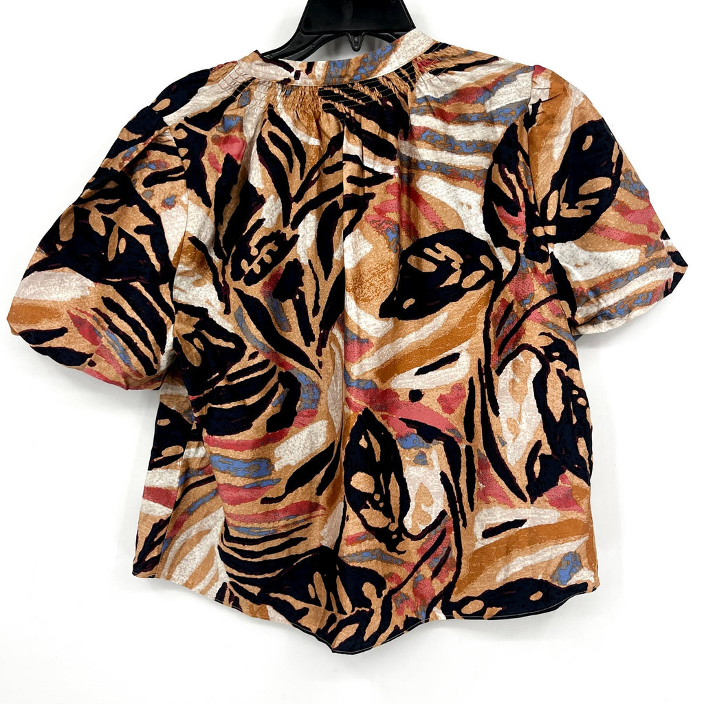 NIC + ZOE Women's Terracotta Garden Top Large Petite Brown Multi V Neck NWT