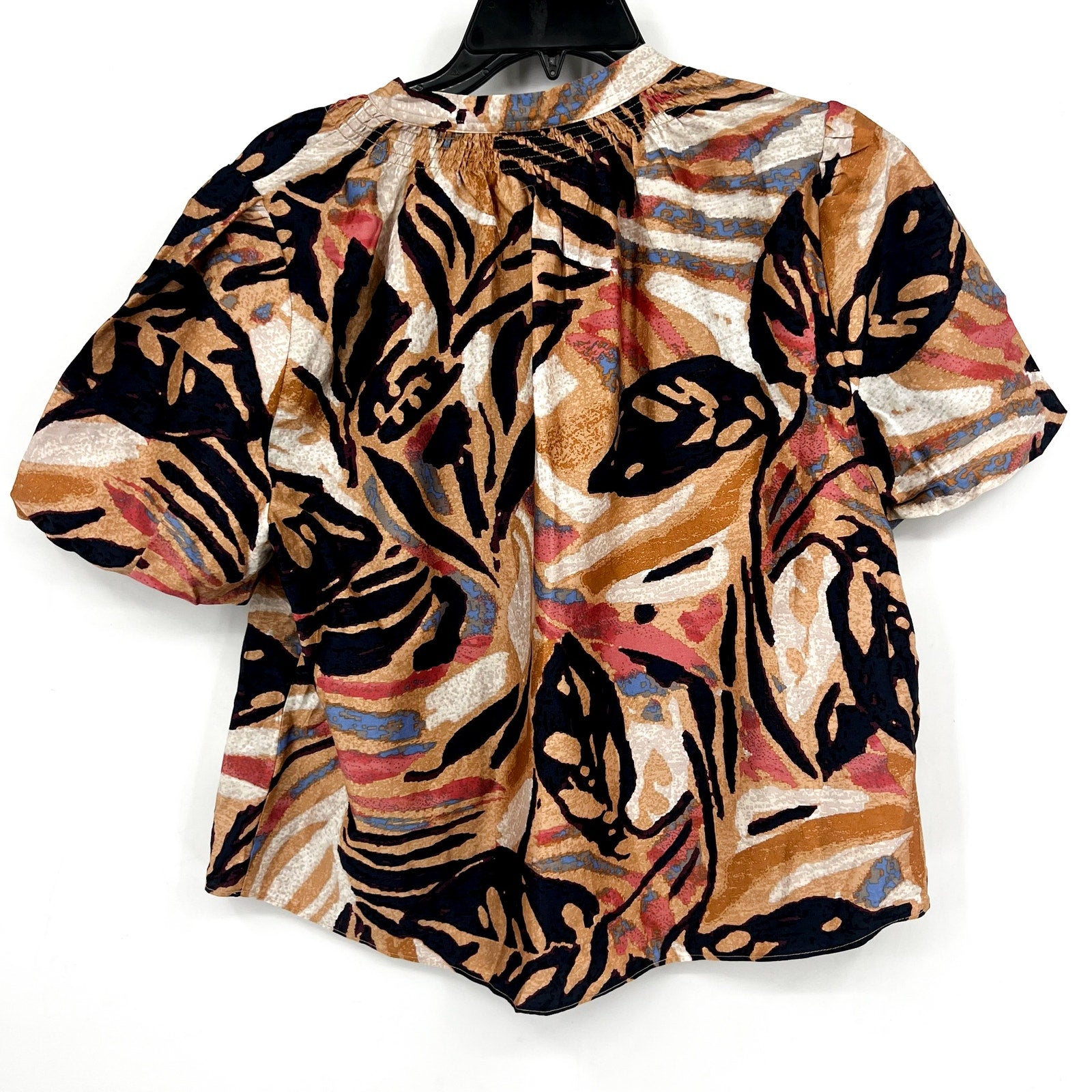 NIC + ZOE Women's Terracotta Garden Top Large Petite Brown Multi V Neck NWT