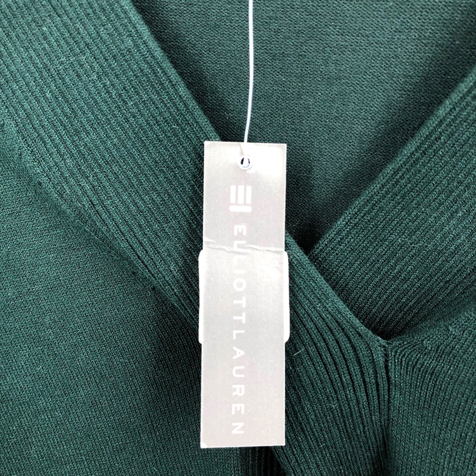 ELLIOTT LAUREN Womens Marella Fitted Sweater Large Evergreen Twist Detail NWT