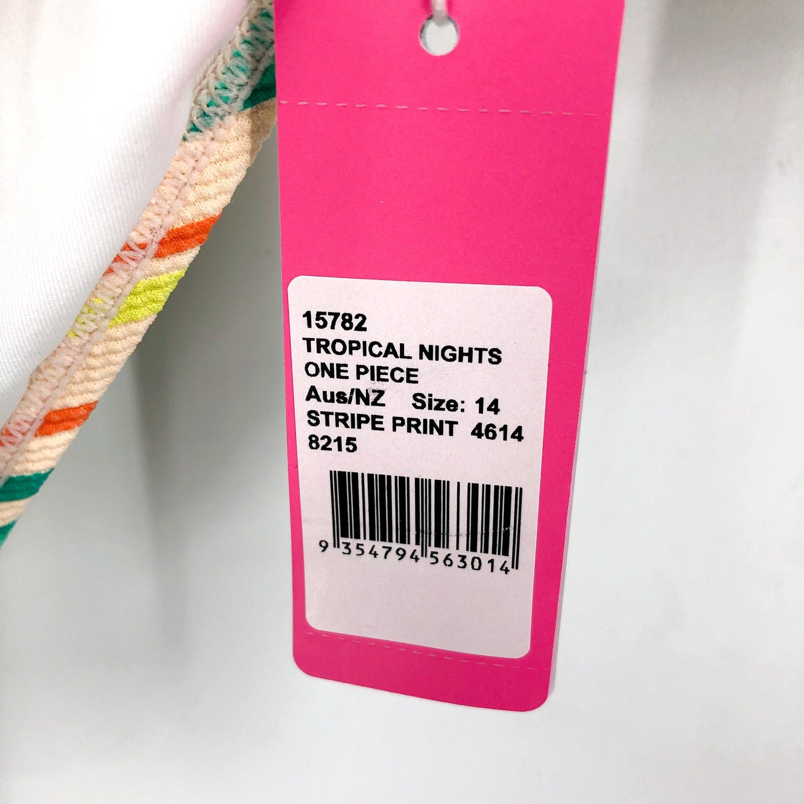 SEAFOLLY Girls Tropical Night One Piece Swimsuit Size 14 Green Yellow Stripe NWT