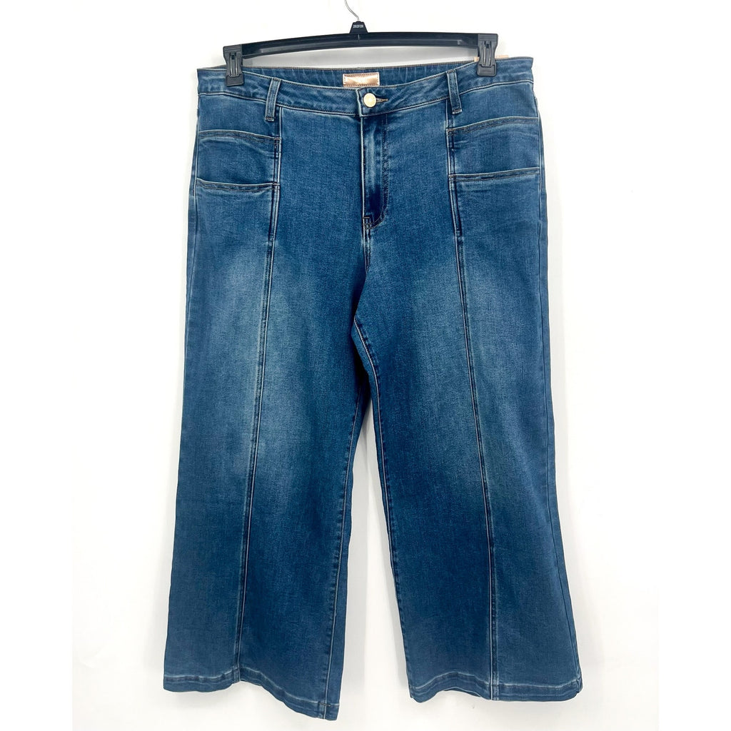 KUT FROM THE KLOTH Meg Wide Leg Ankle Jeans Size 18 Loyalty Blue Seamed NWT