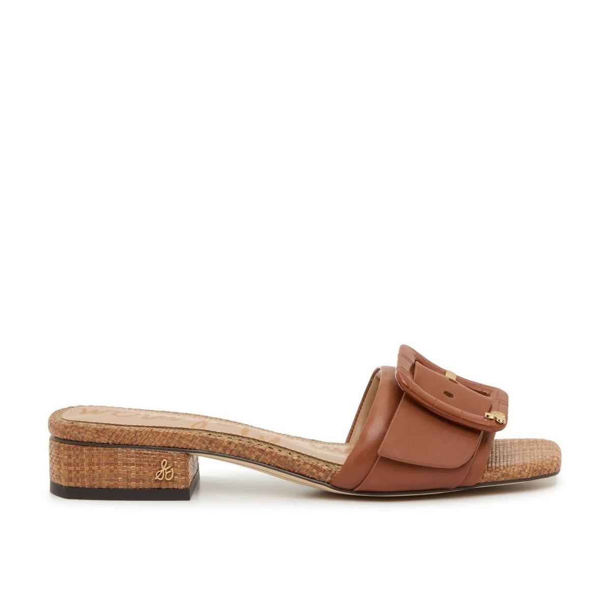 Sam Edelman Womens Dilon Buckle Slide Sandals Size 9 Brown Cognac Leather NIB