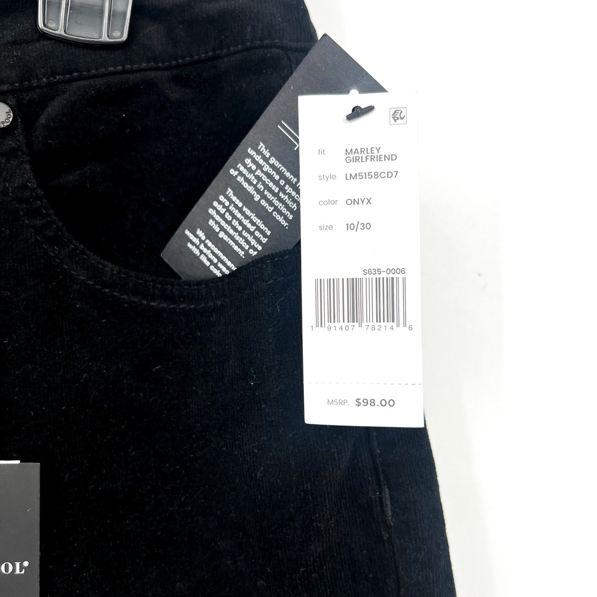 Liverpool Women's Marley Girlfriend Jeans SIZE 10 30 Black Corduroy Stretch NWT