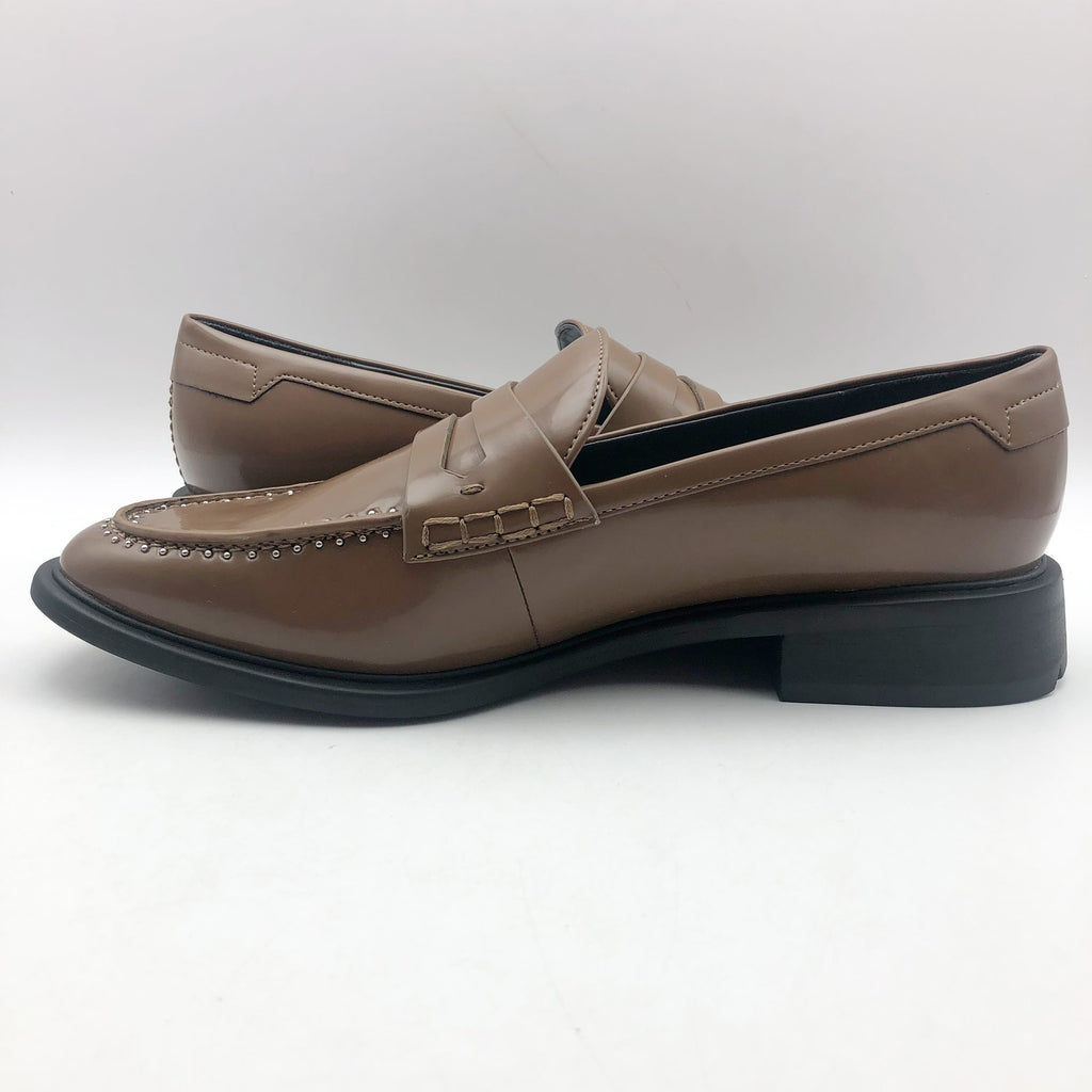 Franco Sarto Womens Eden Studded Loafers Size 7.5 Toffee Brown Slip On NWOB