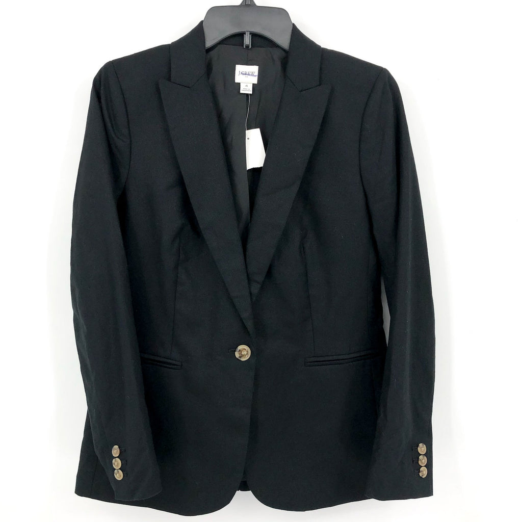 J.Crew Womens One-Button Holland Blazer Size 4 Black Linen-blend AL222 NWT