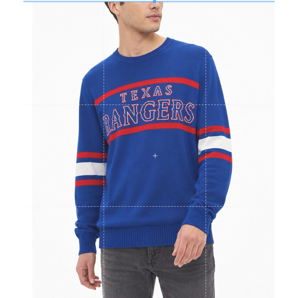 MLB GENUINE Mens Texas Rangers Crewneck Sweater XL Dark Blue Red NWT