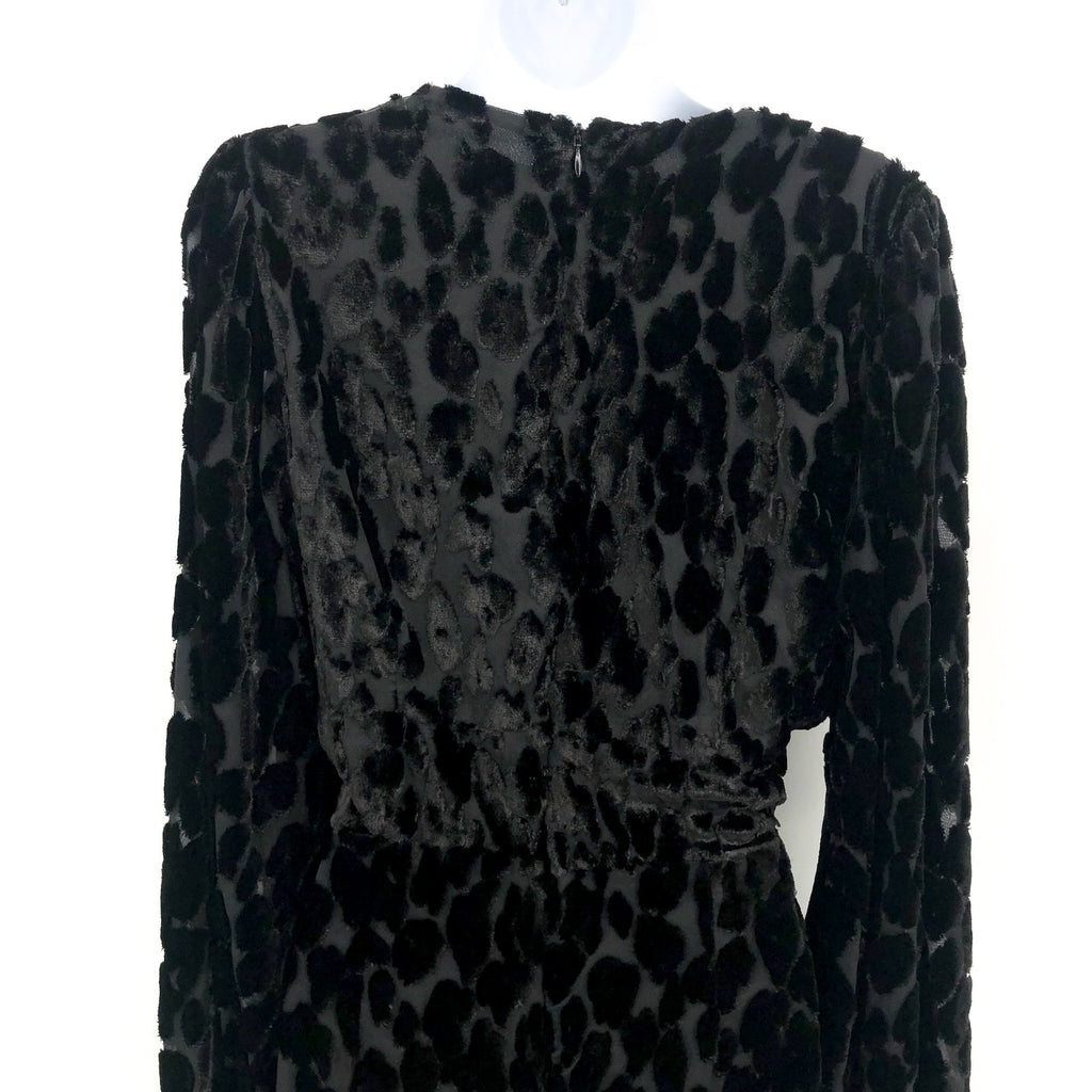 BARDOT Women's Leo Mini Dress Medium US 8 Black Burnout Velvet Long Sleeves NWR