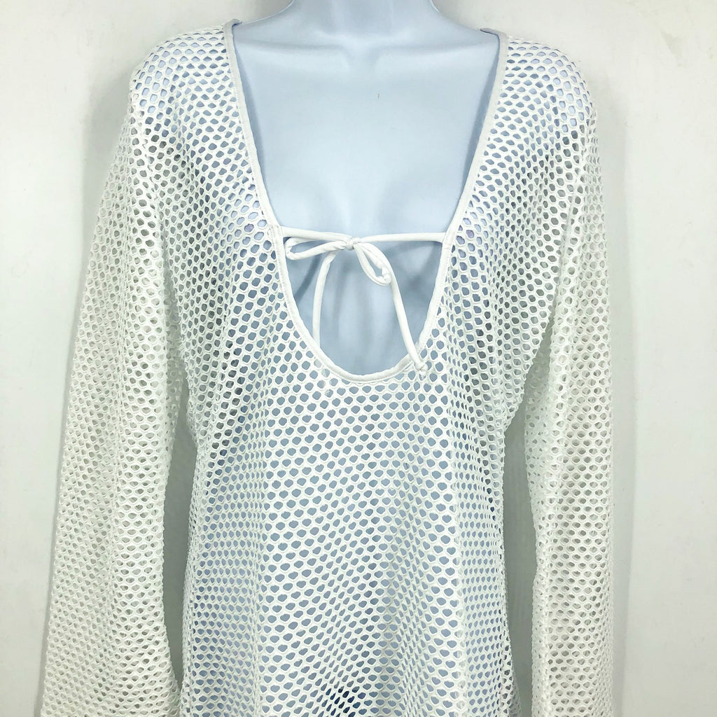 SEAFOLLY Women's Mesh Effect Swim Cover Up US 6 Small White Long Sleeve NWT