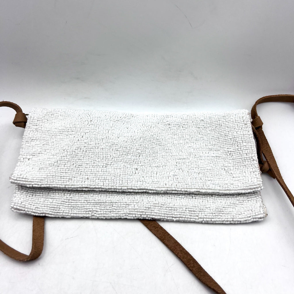 FREE PEOPLE Plus One Embellished Crossbody Bag Small White Boho Purse NWT