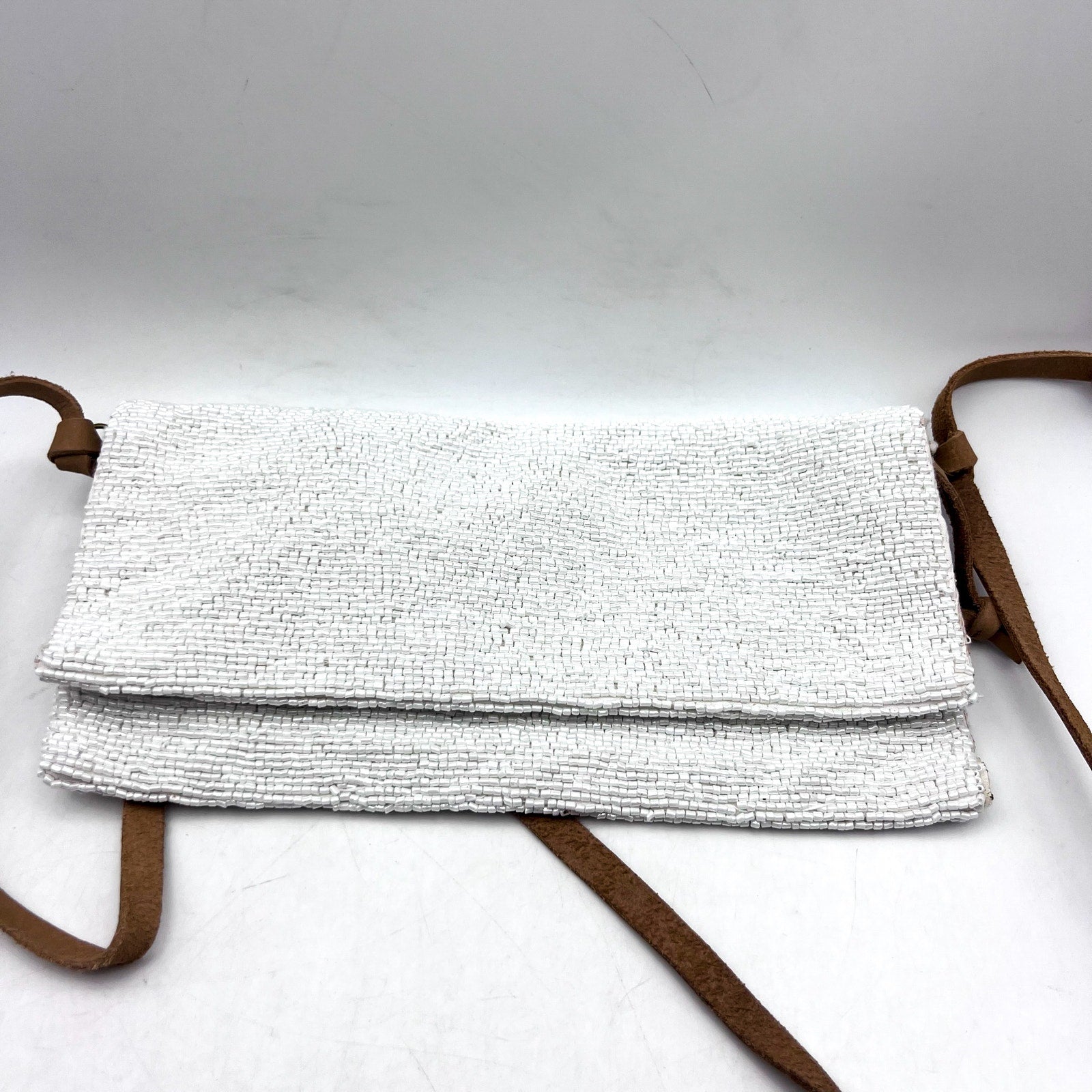 FREE PEOPLE Plus One Embellished Crossbody Bag Small White Boho Purse NWT