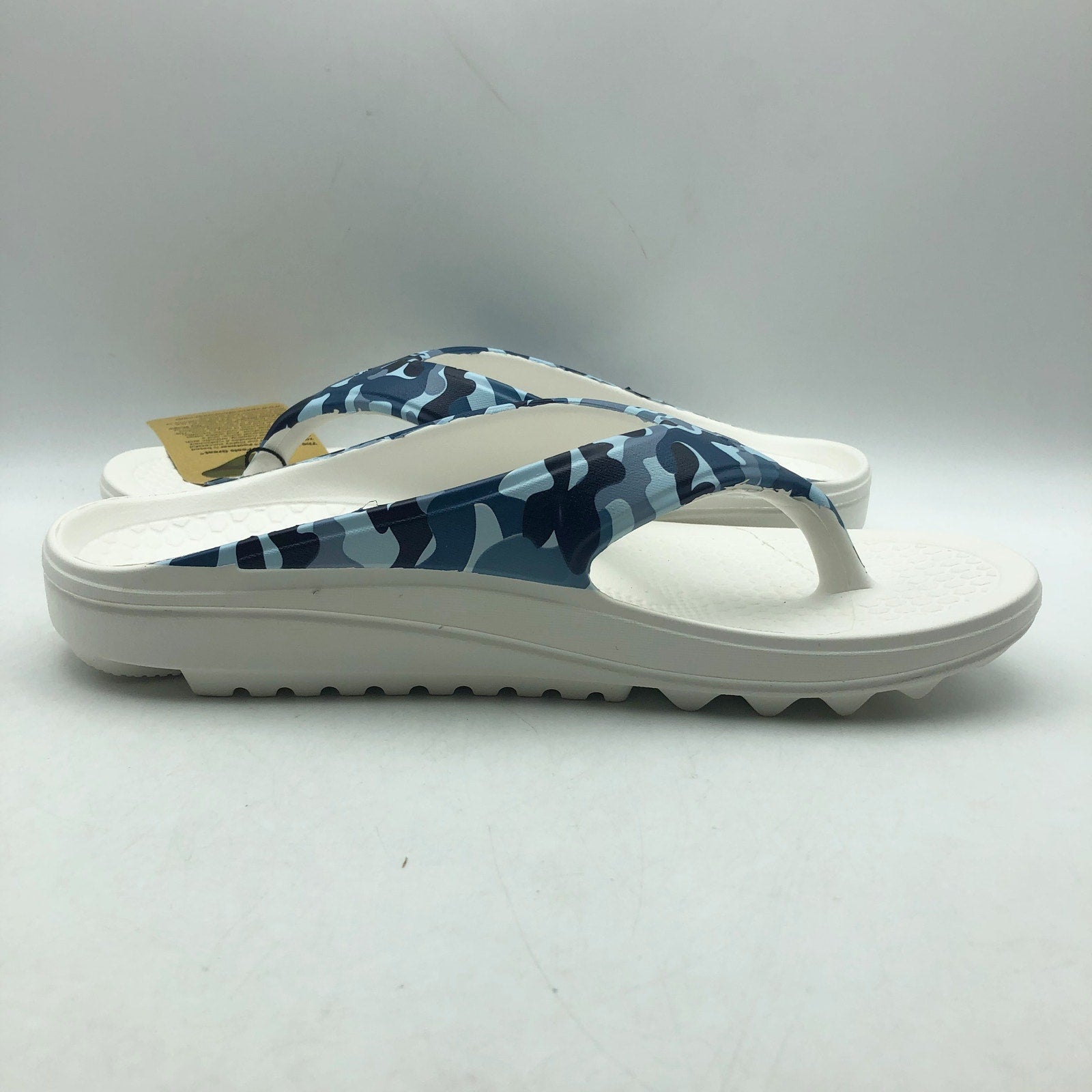Spenco Womens Fusion 2 Supportive Slide Sandals 10 Wide Blue Camo Flip Flop NWOB
