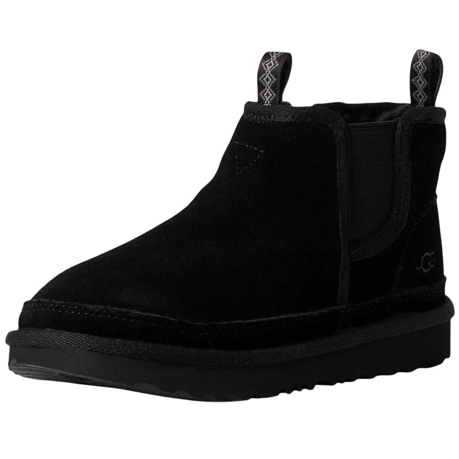 UGG Kids Neumel Chelsea Boots US 2 EU 33.5 Black Cow Suede NIB