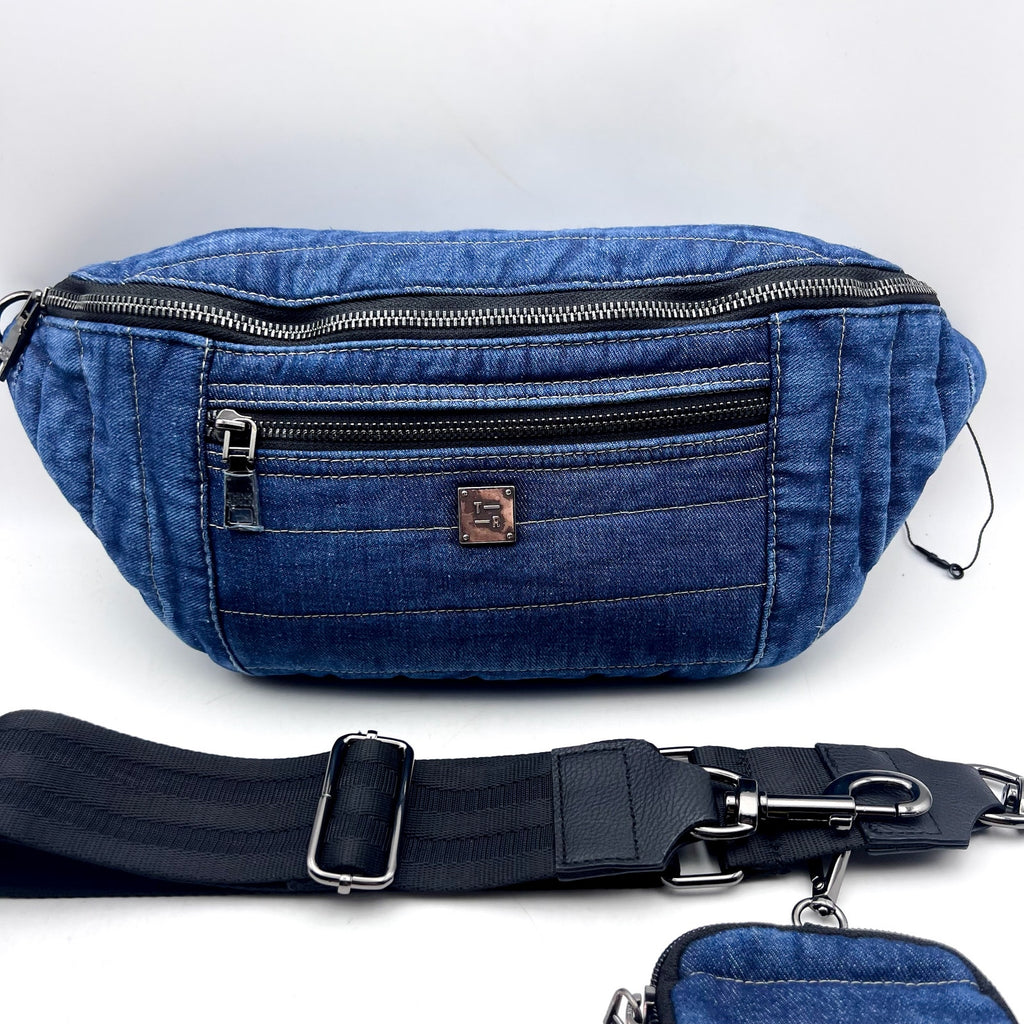 THINK ROYLN Sister Sling Denim Crossbody Bag Blue Stone Washed NWT
