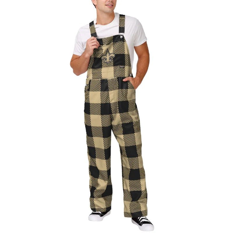NFL TEAM APPAREL Mens New Orleans Saints Overalls Medium Black Gold LOGO NWT