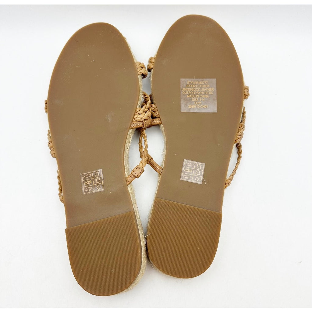 Madewell Women's Kathryn Espadrille Slide Sandal US 8.5 Brown Leather MD777 NWOB