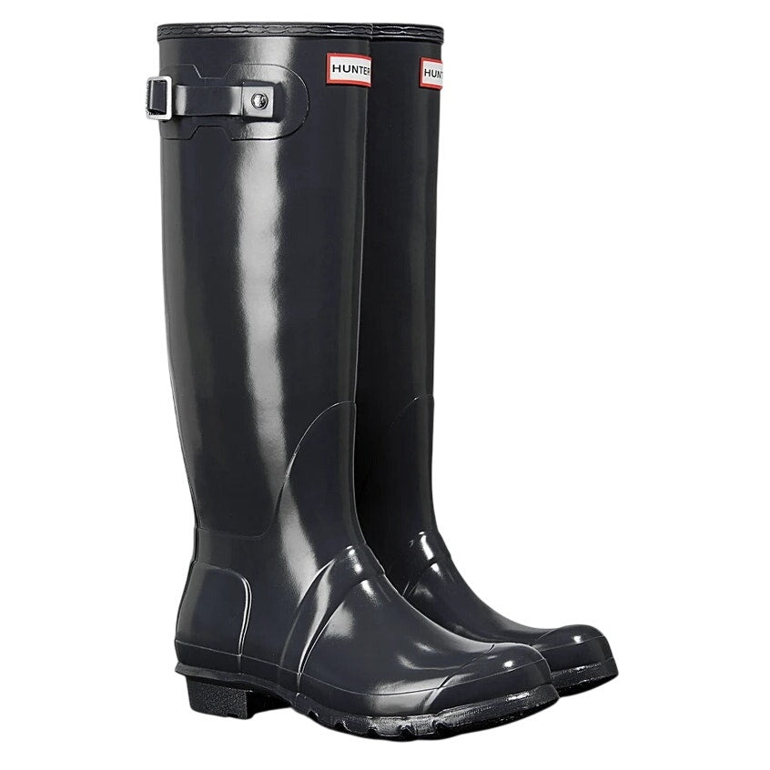 Hunter Womens Original Tall Gloss Rain Boots Size 11 Dark Slate Waterproof NWOB