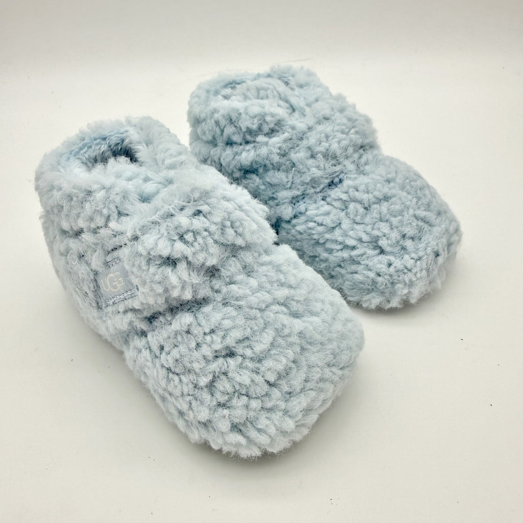 UGG Infant Bixbee Booties US 4-5 M Blue Vegan Fur Hook and Loop NIB