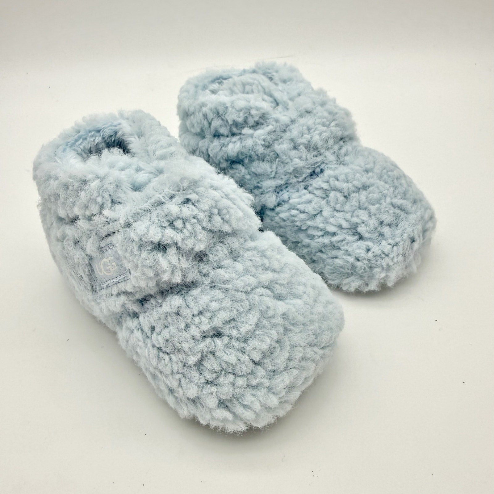 UGG Infant Bixbee Booties US 4-5 M Blue Vegan Fur Hook and Loop NIB
