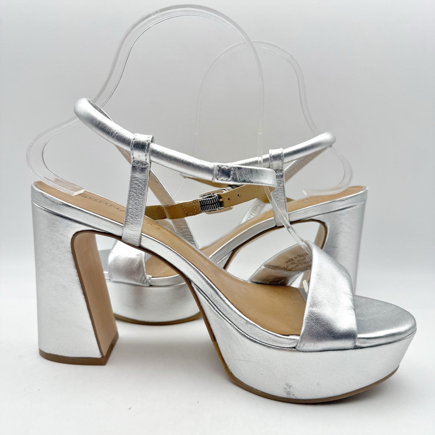 Bernardo Womens Ventura Platform Sandals US 8 M Silver Metallic Leather NWOB