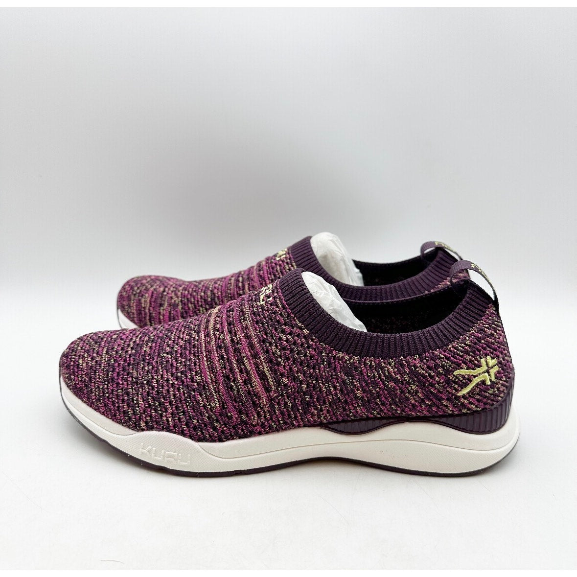 Kuru Womens Stride Casual Sneakers Size 7.5 Plum Purple Knit Slip On NWOB