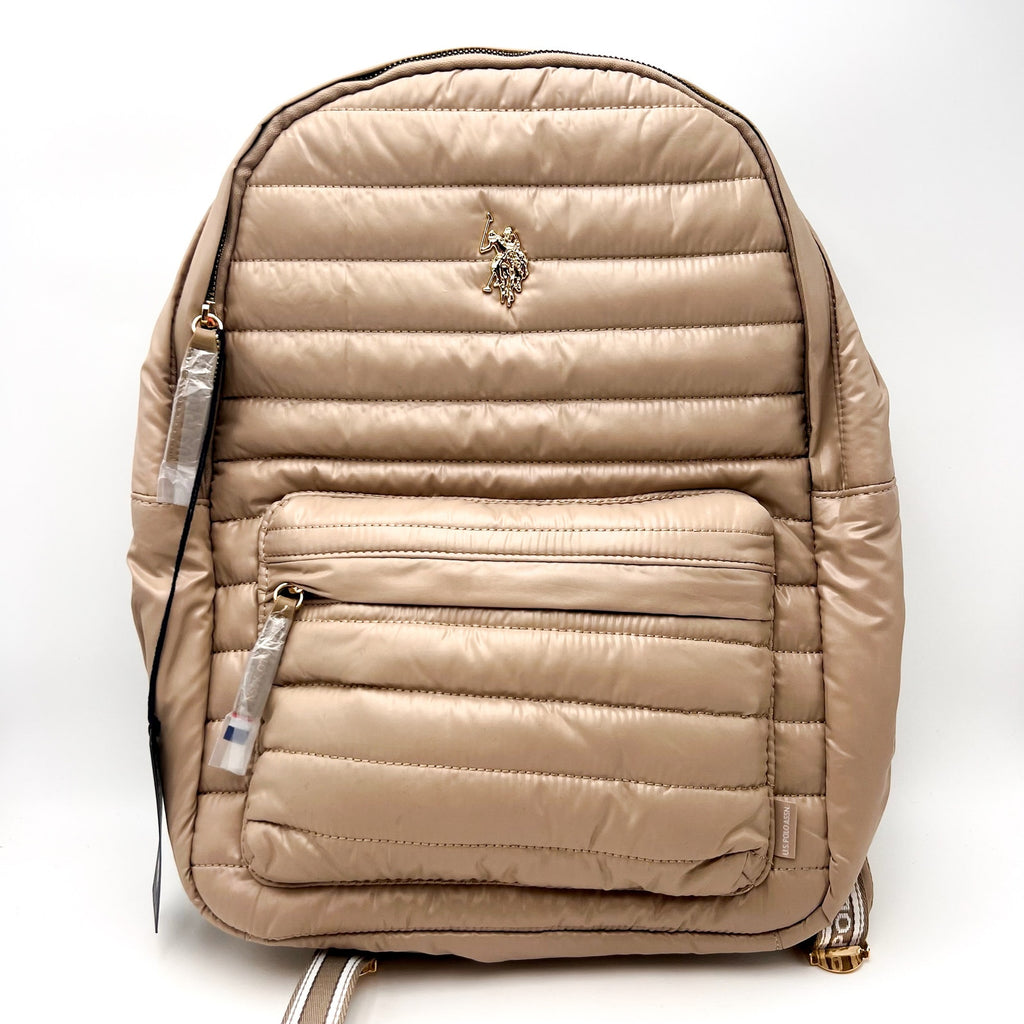 U.S POLO ASSN. Quilted Nylon Backpack One Size Taupe Beige NWT