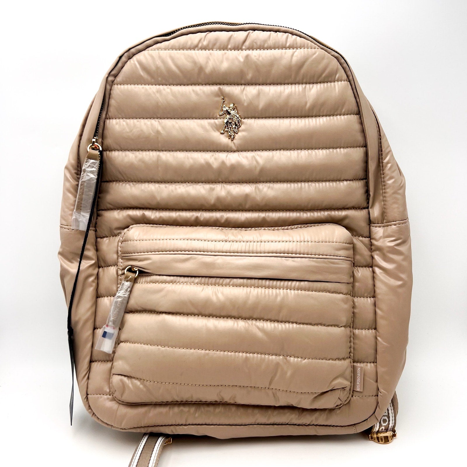 U.S POLO ASSN. Quilted Nylon Backpack One Size Taupe Beige NWT