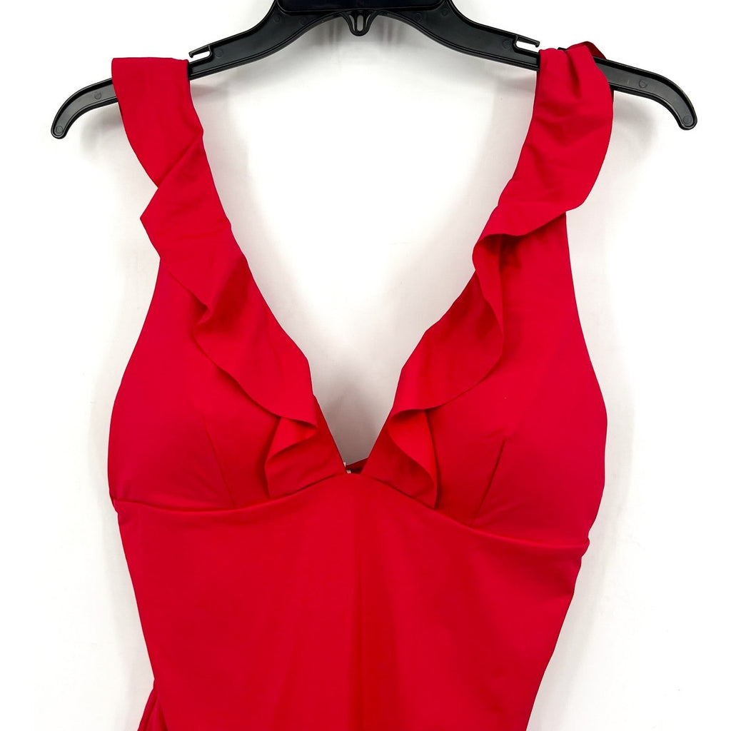 SEA LEVEL SWIM Frill One Piece Swimsuit Size 10 Red Ruffle Eco Essentials NWT