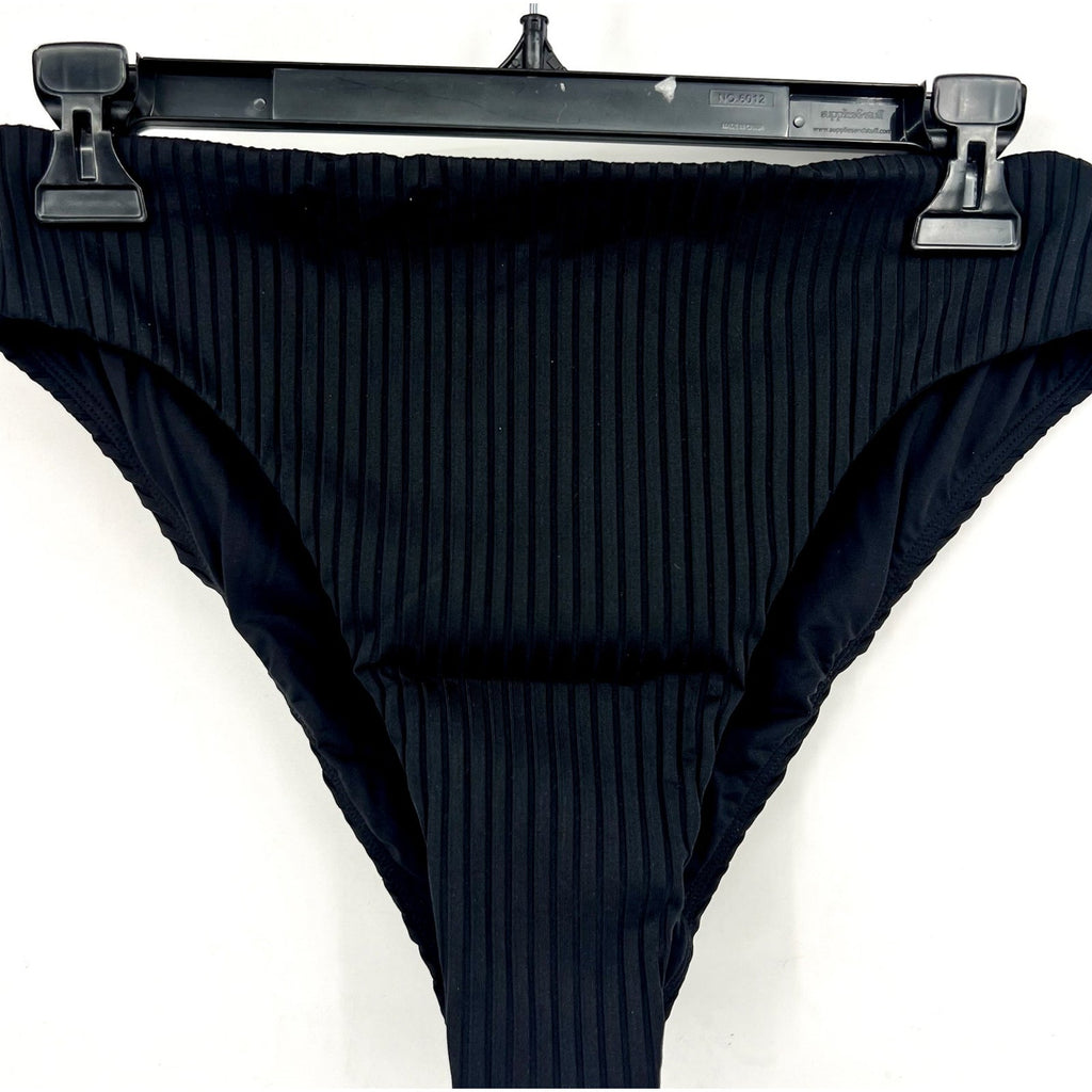 L*SPACE Women's Savannah Classic High Waist Bikini Bottoms Medium Black NWT