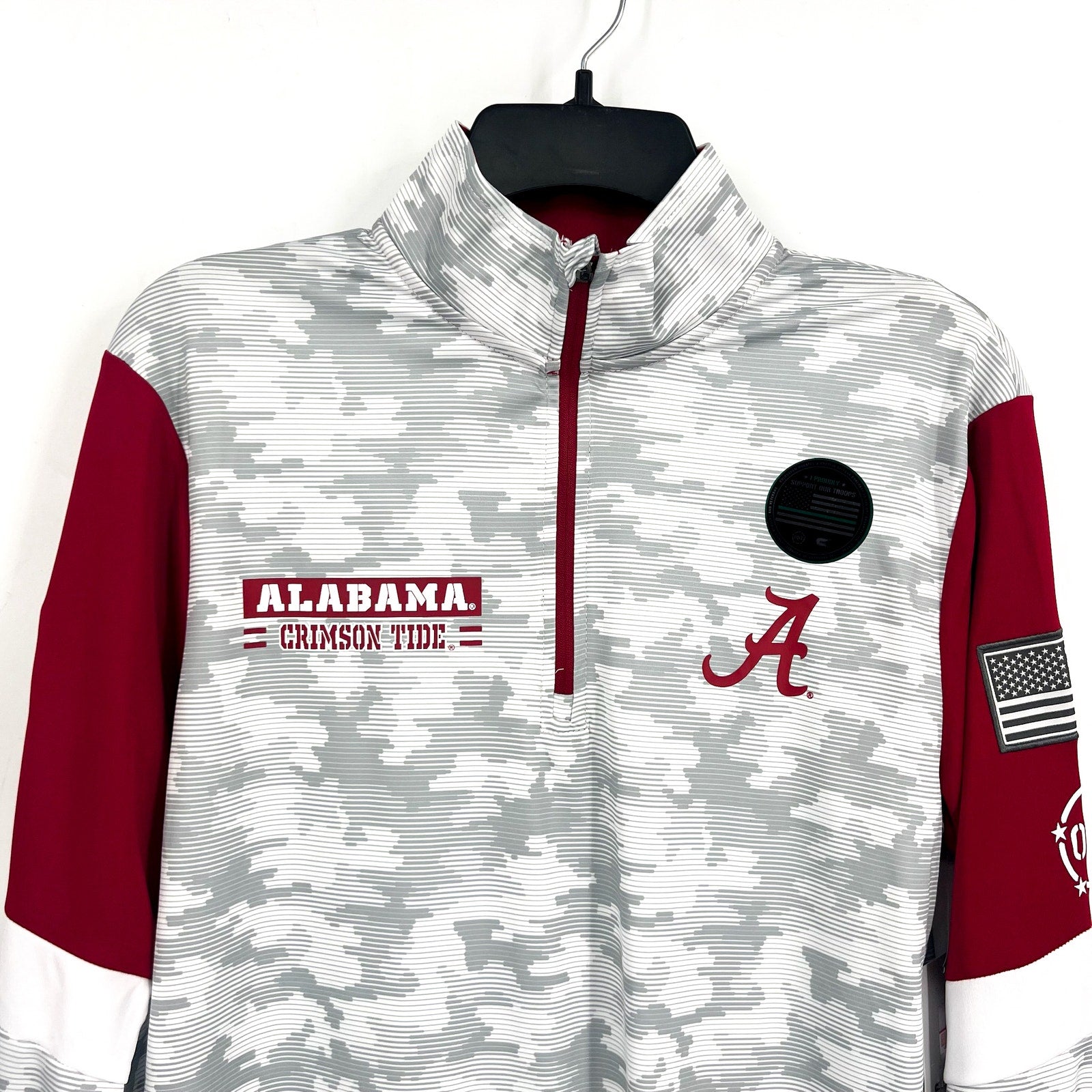 COLOSSEUM Camo Alabama Crimson Tide Quarter-Zip Windshirt Small Grey Red NWT