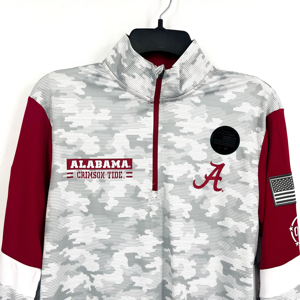 COLOSSEUM Camo Alabama Crimson Tide Quarter-Zip Windshirt Small Grey Red NWT