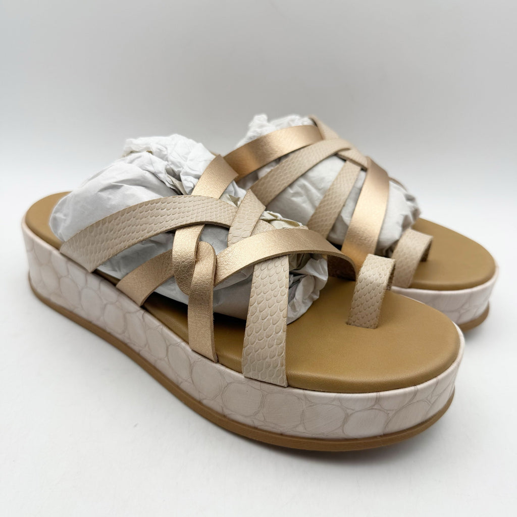 Blowfish Womens Mando Platform Sandals US 8.5 M EU 39 Powder Gold Metallic NIB