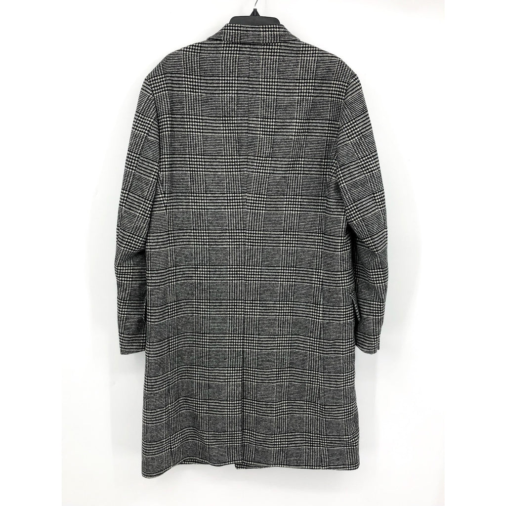 NORDSTROM Mens Overcoat Medium Black White City Glenn Plaid Wool Blend NWT