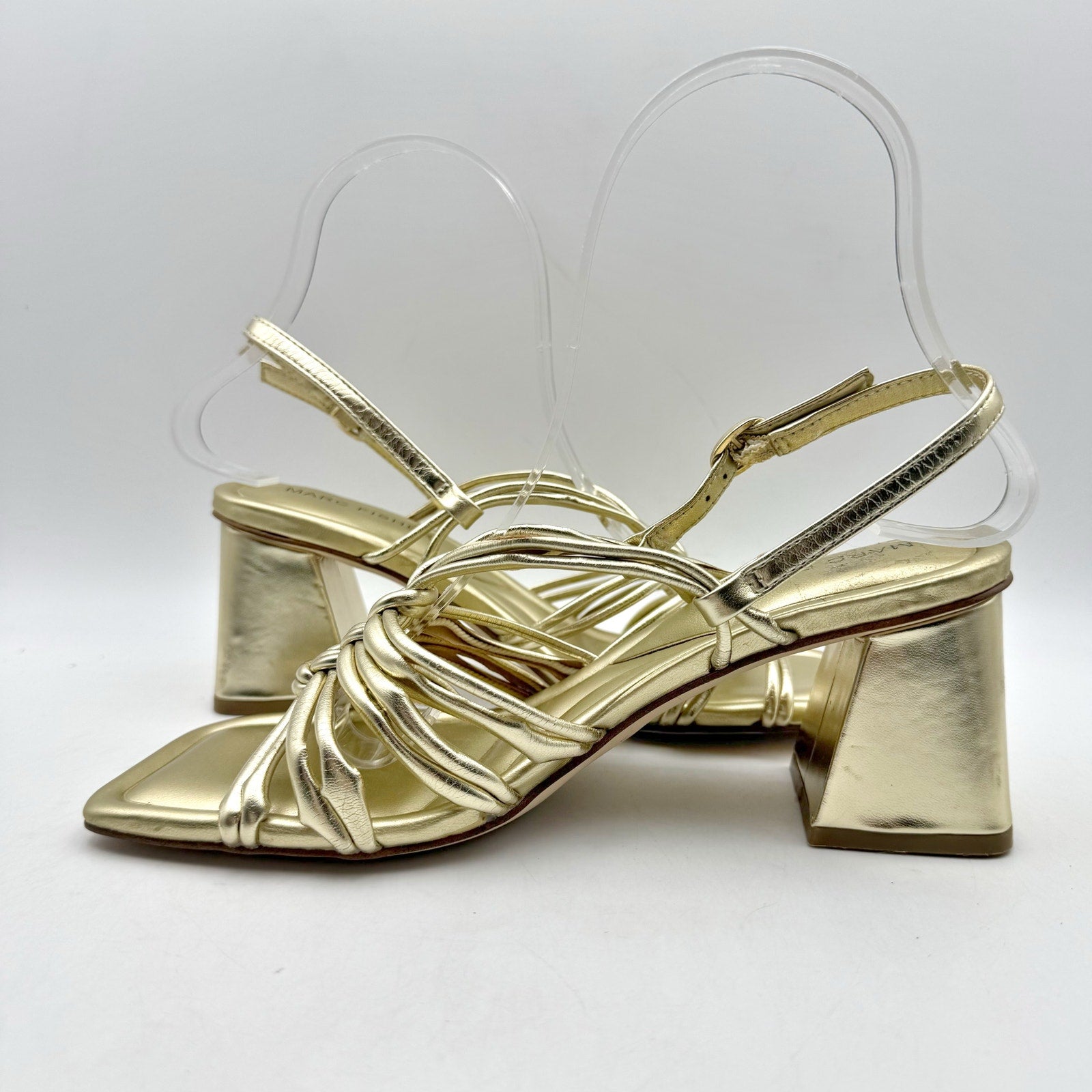 Marc Fisher Womens Magnify Heeled Sandals Size 6 M EU 36.5 Gold NWOB