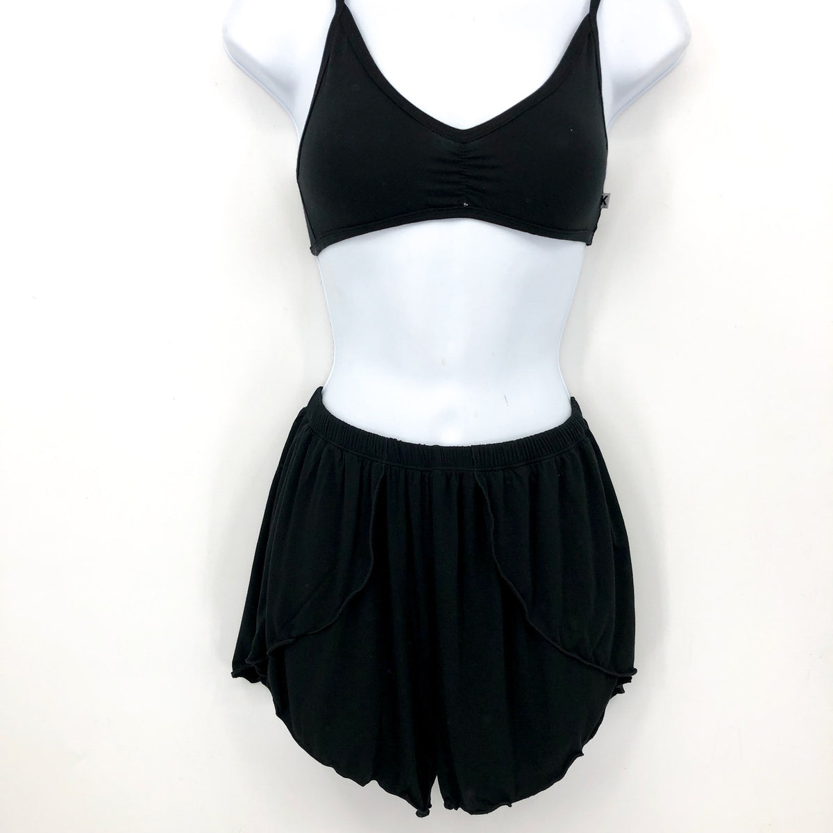 KICKEE PANTS Sleeping Bra Shorts & Duster Robe Set Small Black Midnight NWT