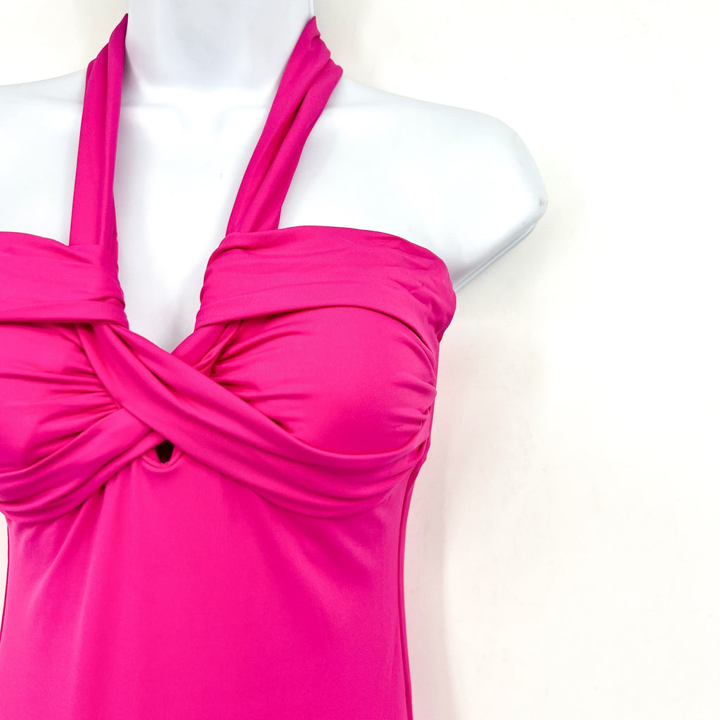 SEAFOLLY Collective Halter Bandeau One Piece Swimsuit Size 4 Hot Pink NWT