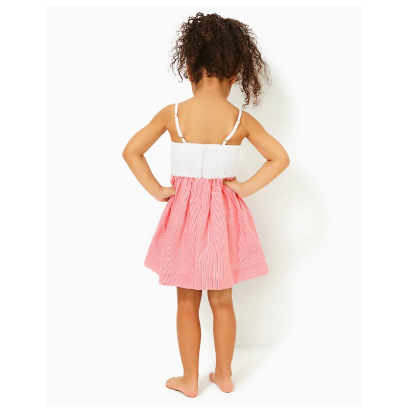 LILLY PULITZER Girls Mini Haylan Dress US 12 Red Pink White NWT