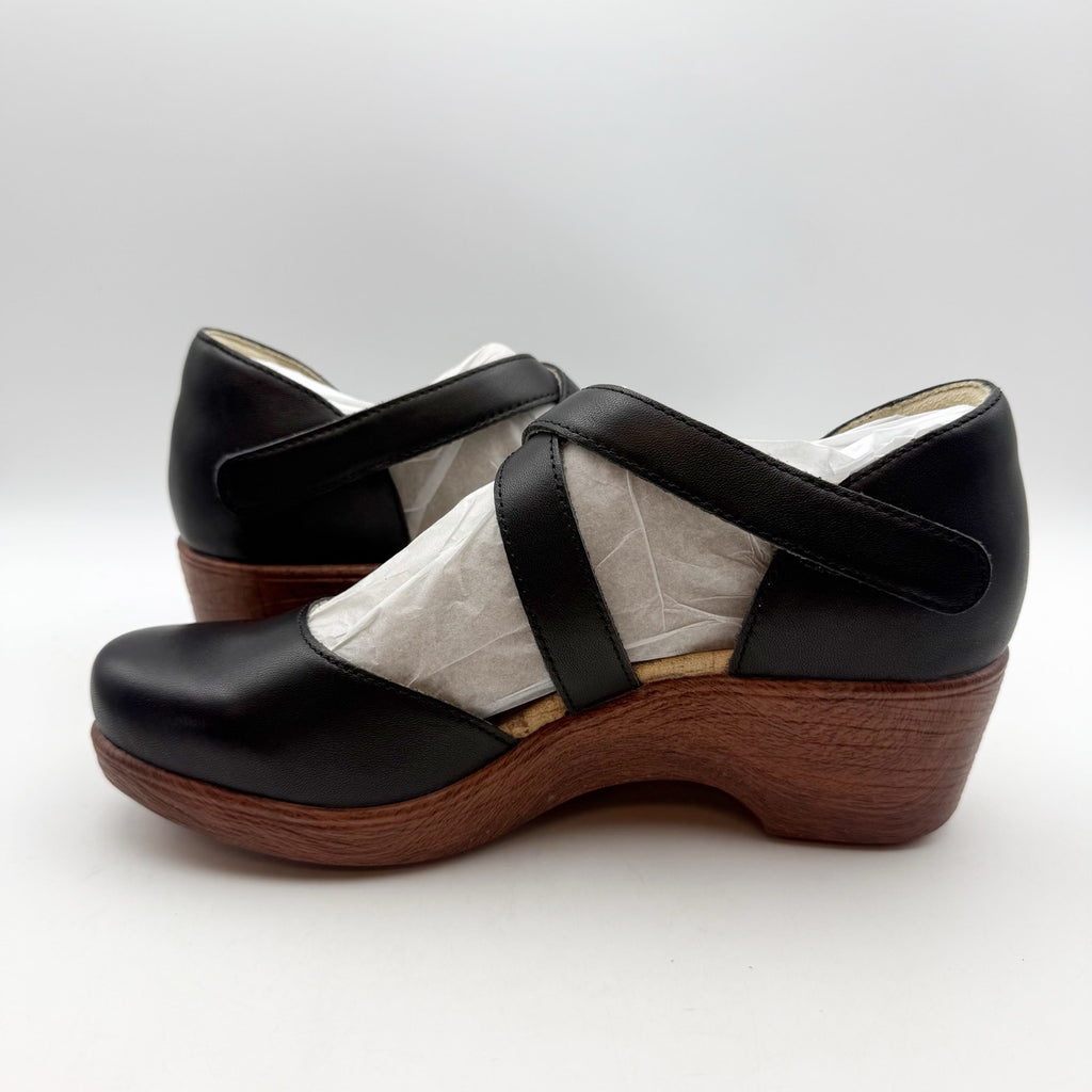 Alegria Womens Savina Clogs EU 37 US 7-7.5 Black Leather Slip Resistant NIB