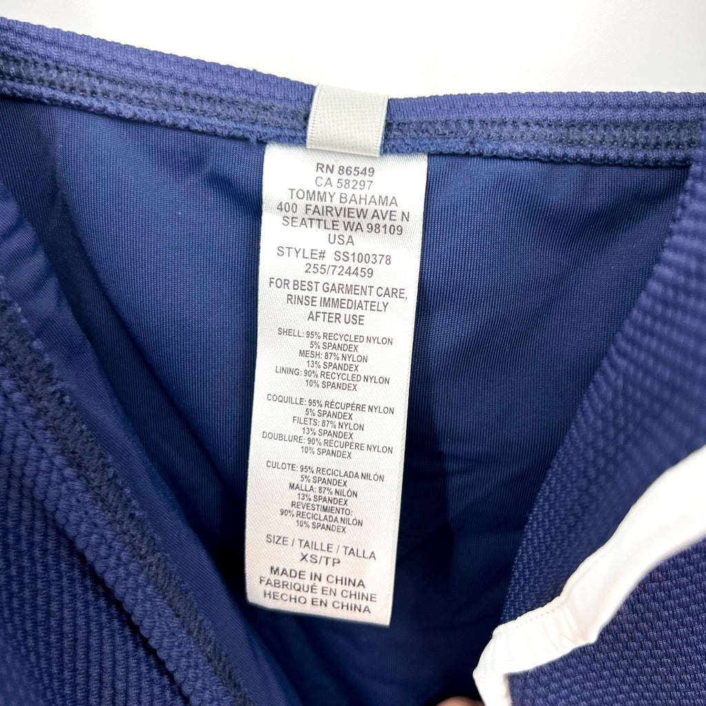 TOMMY BAHAMA Women's Island Cays Cabana Tankini Top XS Navy Blue Ruffle NWT