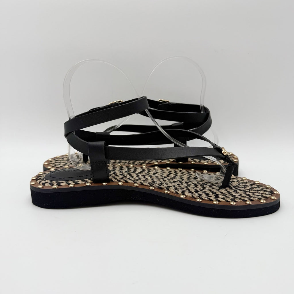 Coach Womens Gracey Sandals Size 7.5 M Black Leather NWOB