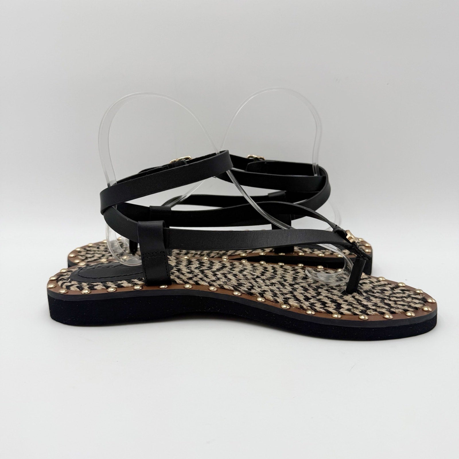 Coach Womens Gracey Sandals Size 7.5 M Black Leather NWOB