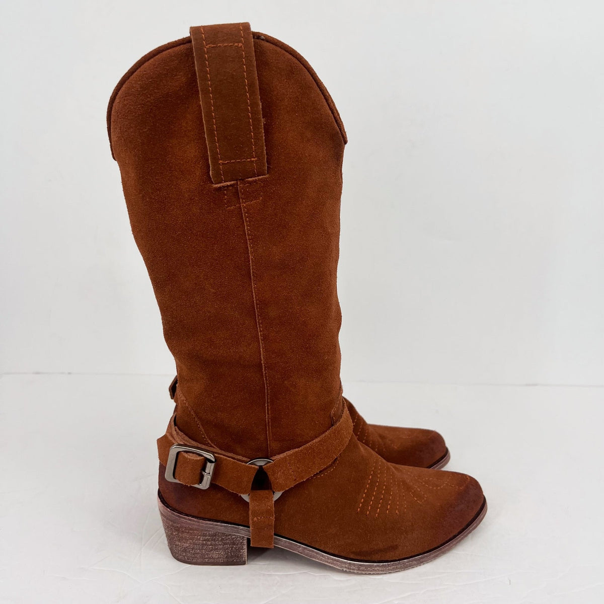 Vintage Foundry Co. Womens Peyton Western Boots Size 7 EU 37 Brown Suede NWOB