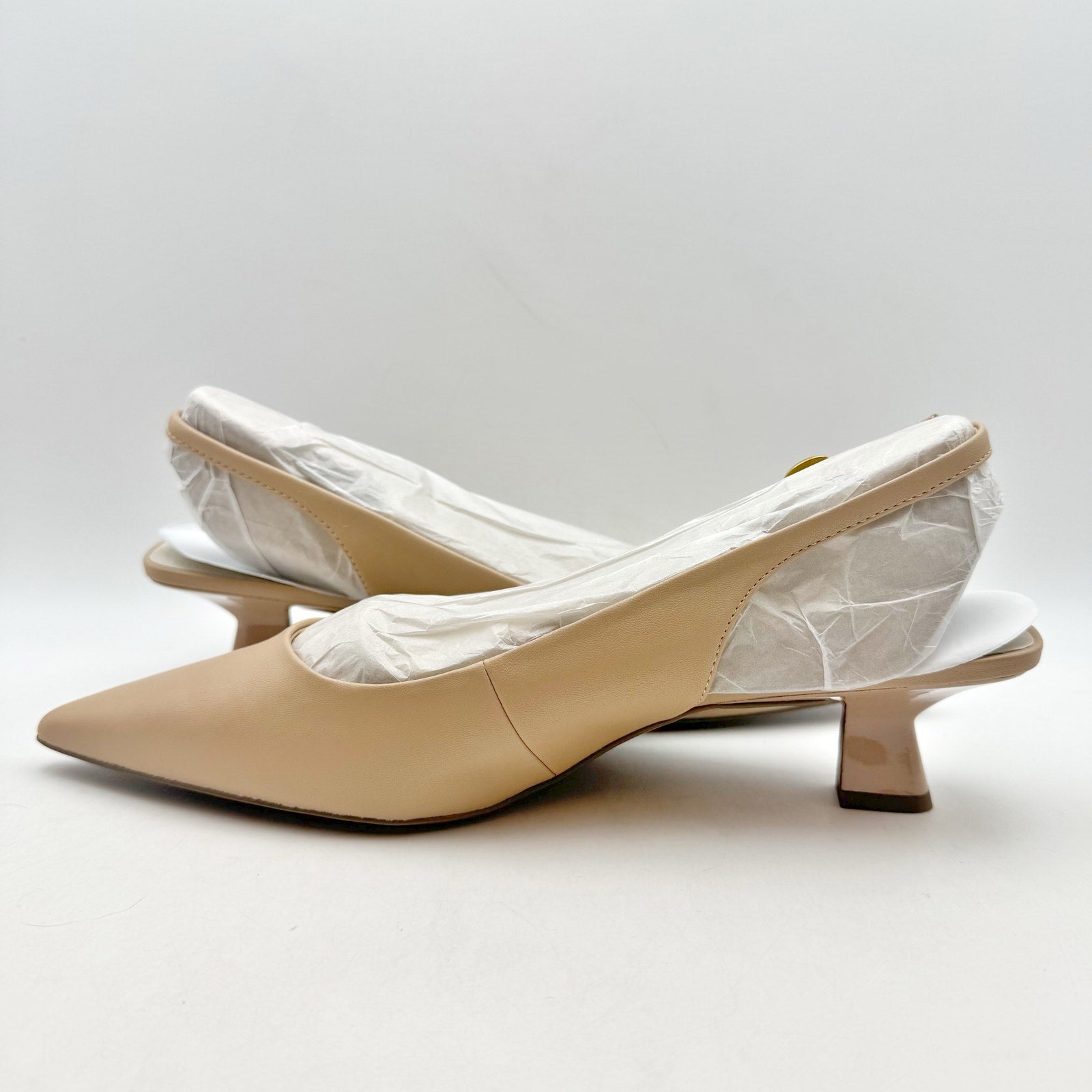 Franco Sarto Womens Jaden Slingback Pumps US 9.5 Wide EU 40.5 Nude Beige NIB
