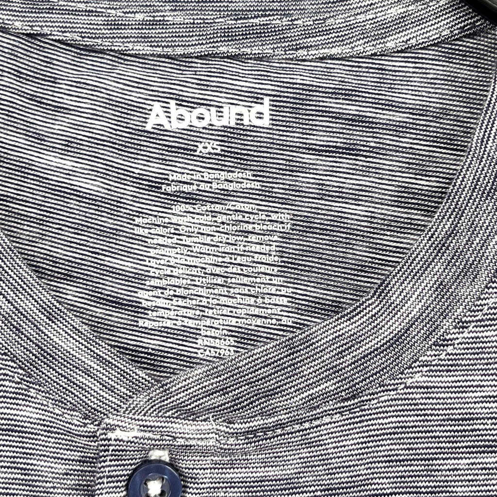 ABOUND Men's Jersey Slub Henley Tee XXS Navy Blue White Short Sleeve Cotton NWT
